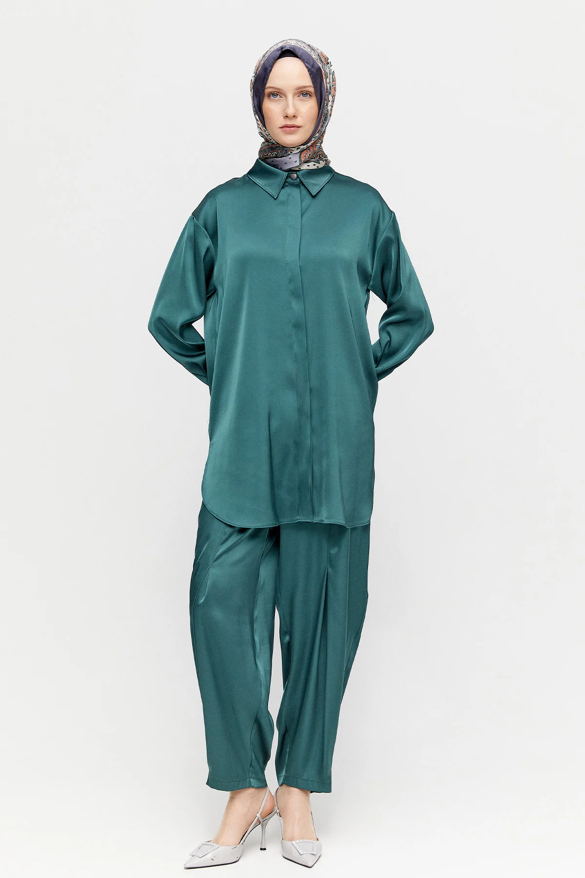 Saten Şalvarlı İkili Takım, Tesettür Giyim
