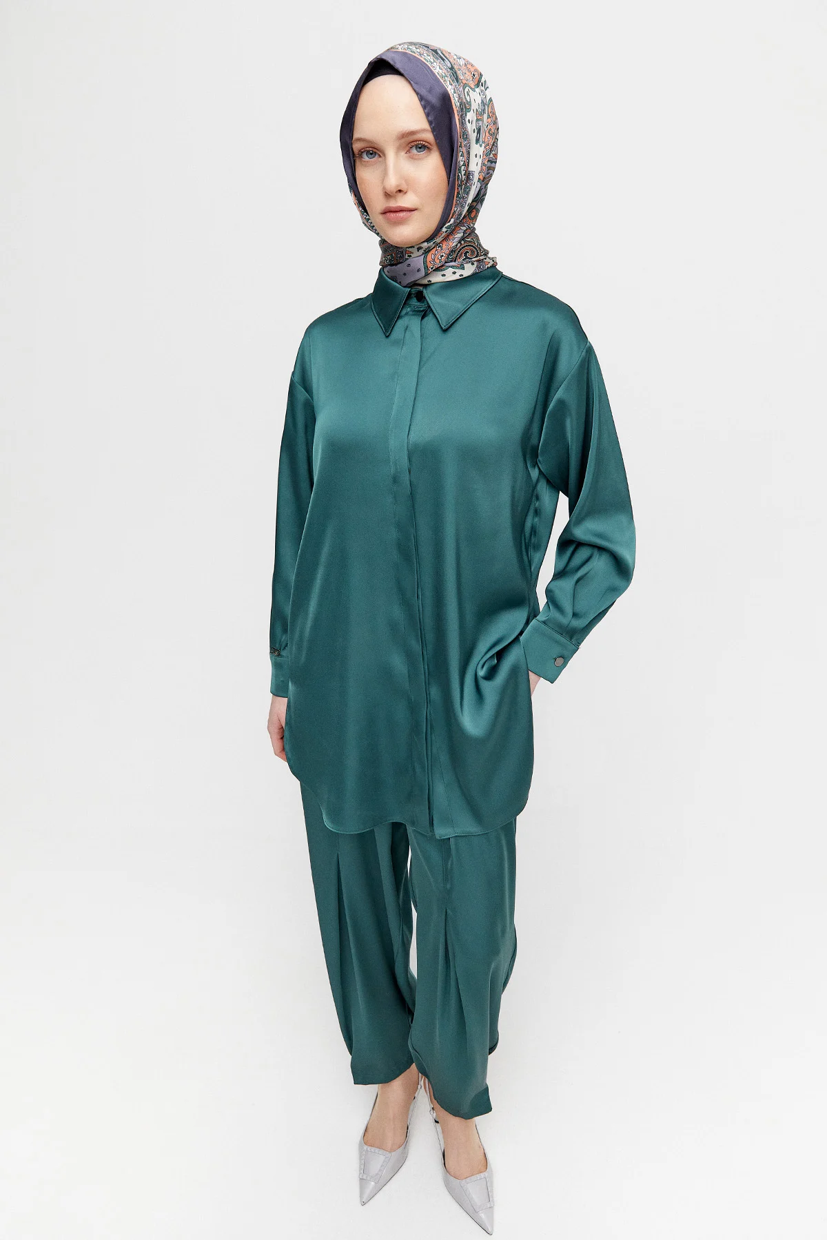 Saten Şalvarlı İkili Takım, Tesettür Giyim