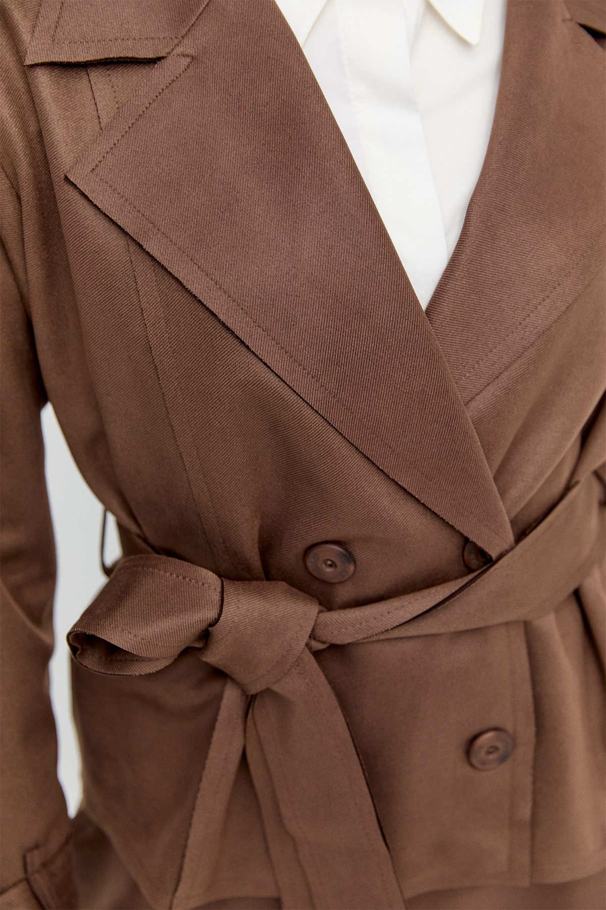 Kuşaklı Kruvaze Ceketli İkili Takım