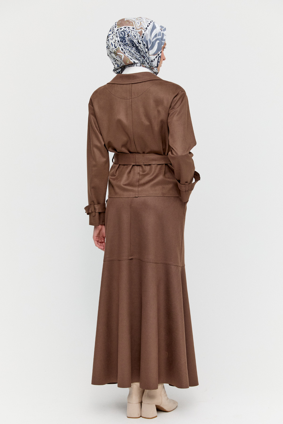 Kuşaklı Kruvaze Ceketli İkili Takım