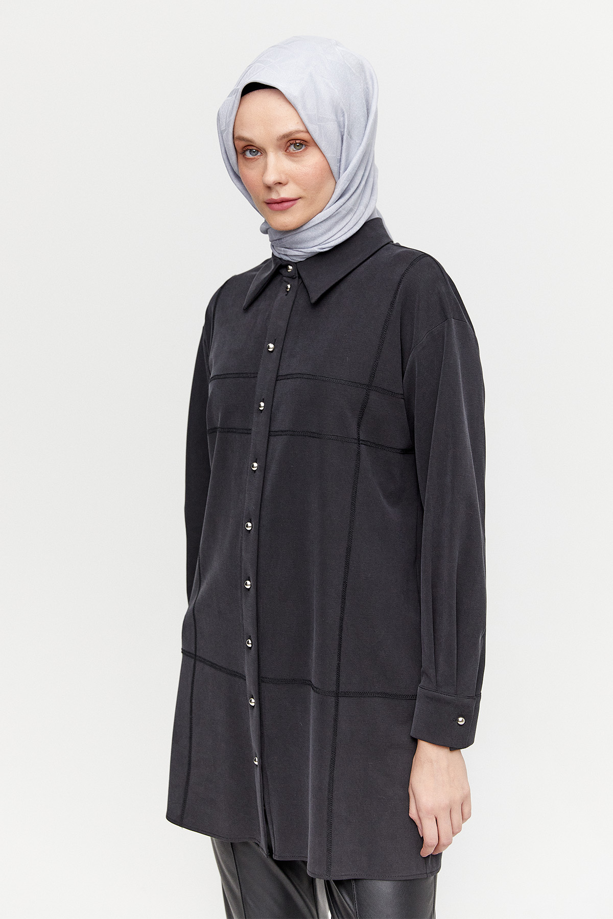 Spor Dikiş Gizli Patlı Lyocell Tunik
