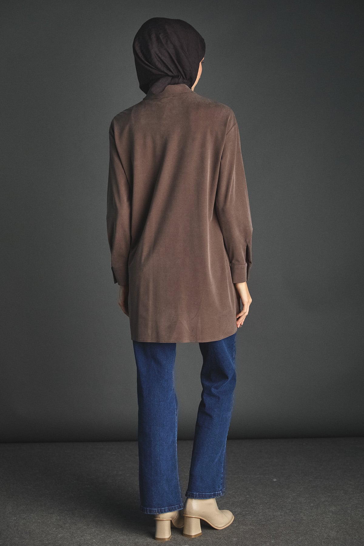 Spor Dikiş Gizli Patlı Lyocell Tunik, Tesettür Giyim