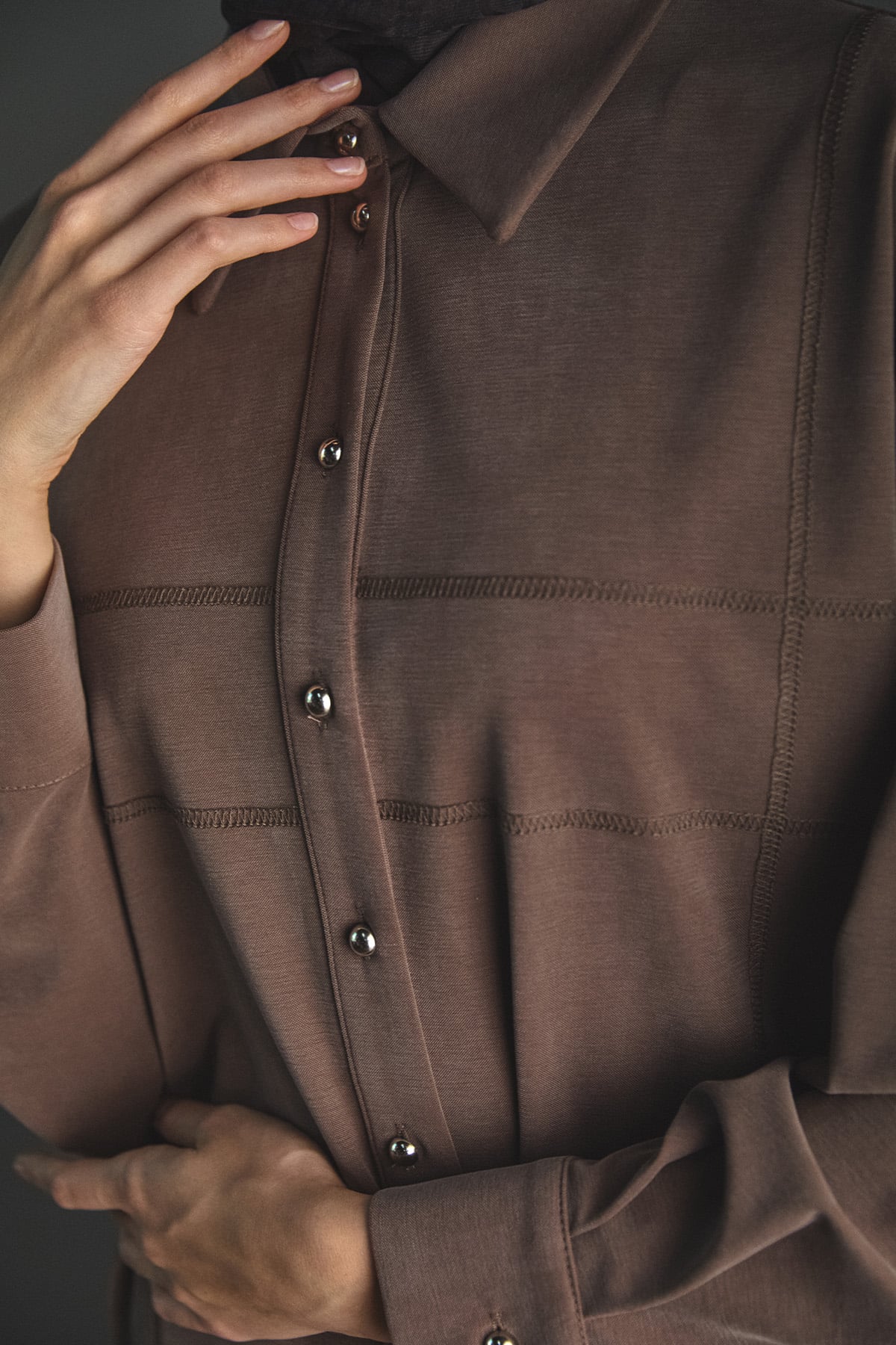 Spor Dikiş Gizli Patlı Lyocell Tunik, Tesettür Giyim