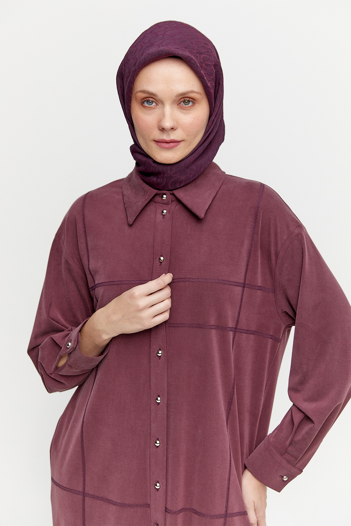Spor Dikiş Gizli Patlı Lyocell Tunik