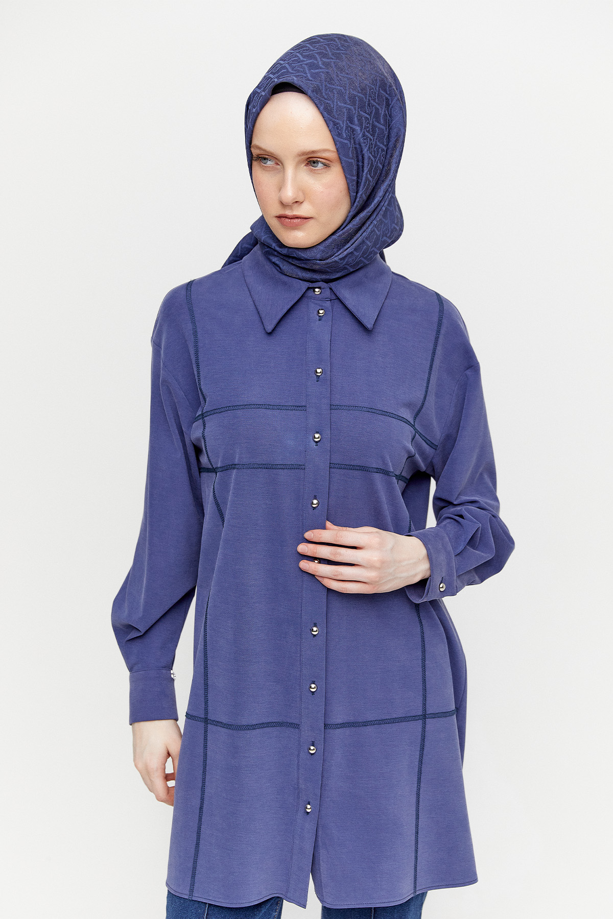 Spor Dikiş Gizli Patlı Lyocell Tunik