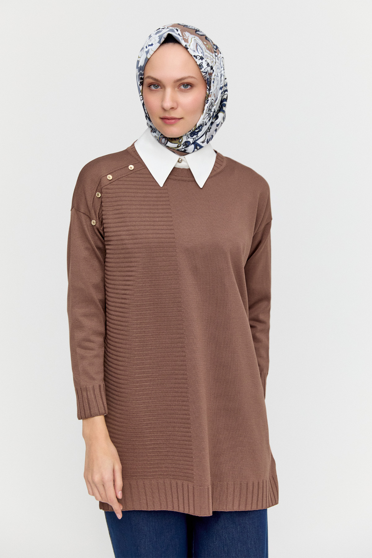 Süs Düğmeli Triko Tunik