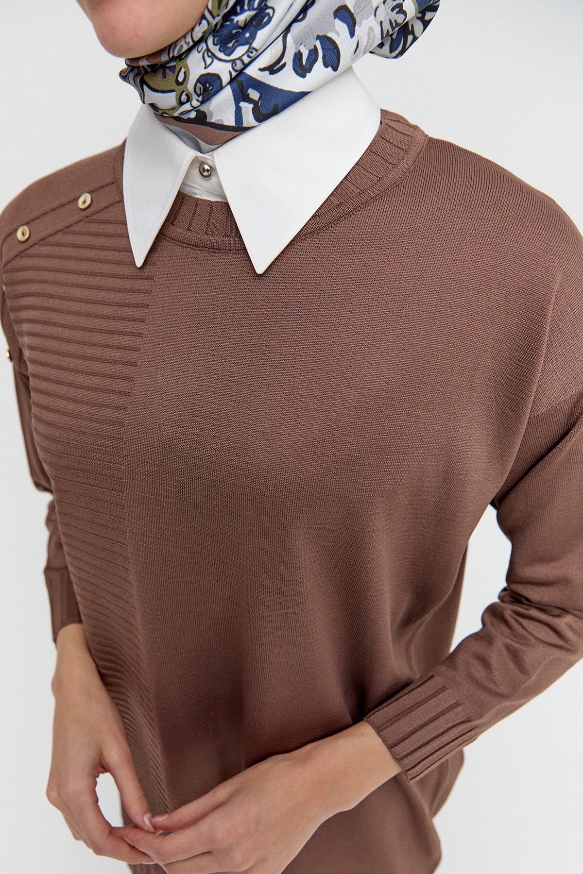 Süs Düğmeli Triko Tunik