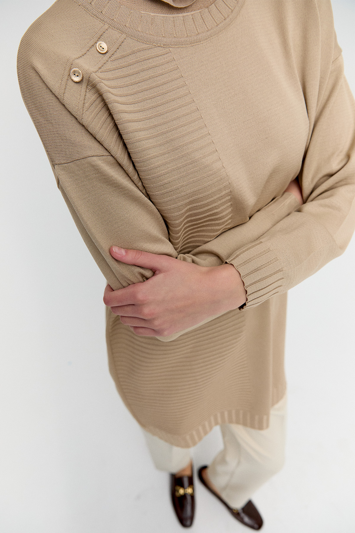 Süs Düğmeli Triko Tunik