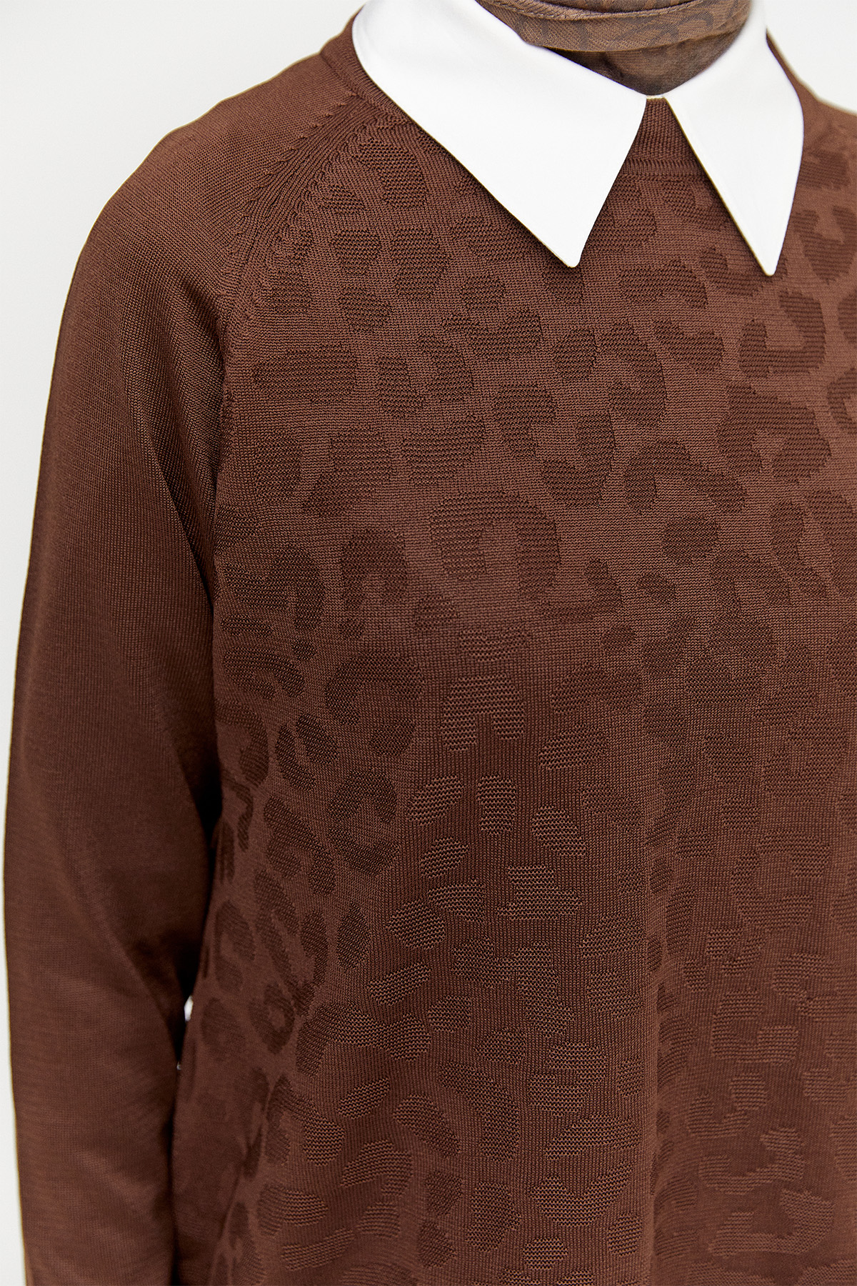 Leopar Desenli Reglan Triko Tunik, Tesettür Giyim