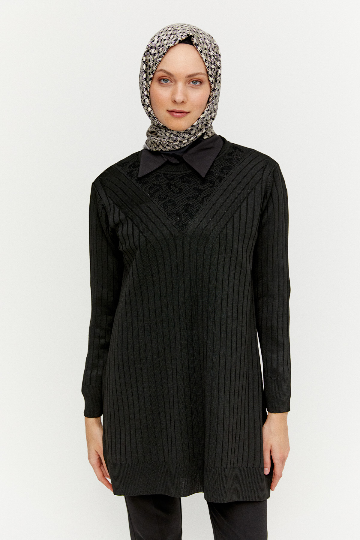 Leopar Desenli Sim Detaylı Tunik