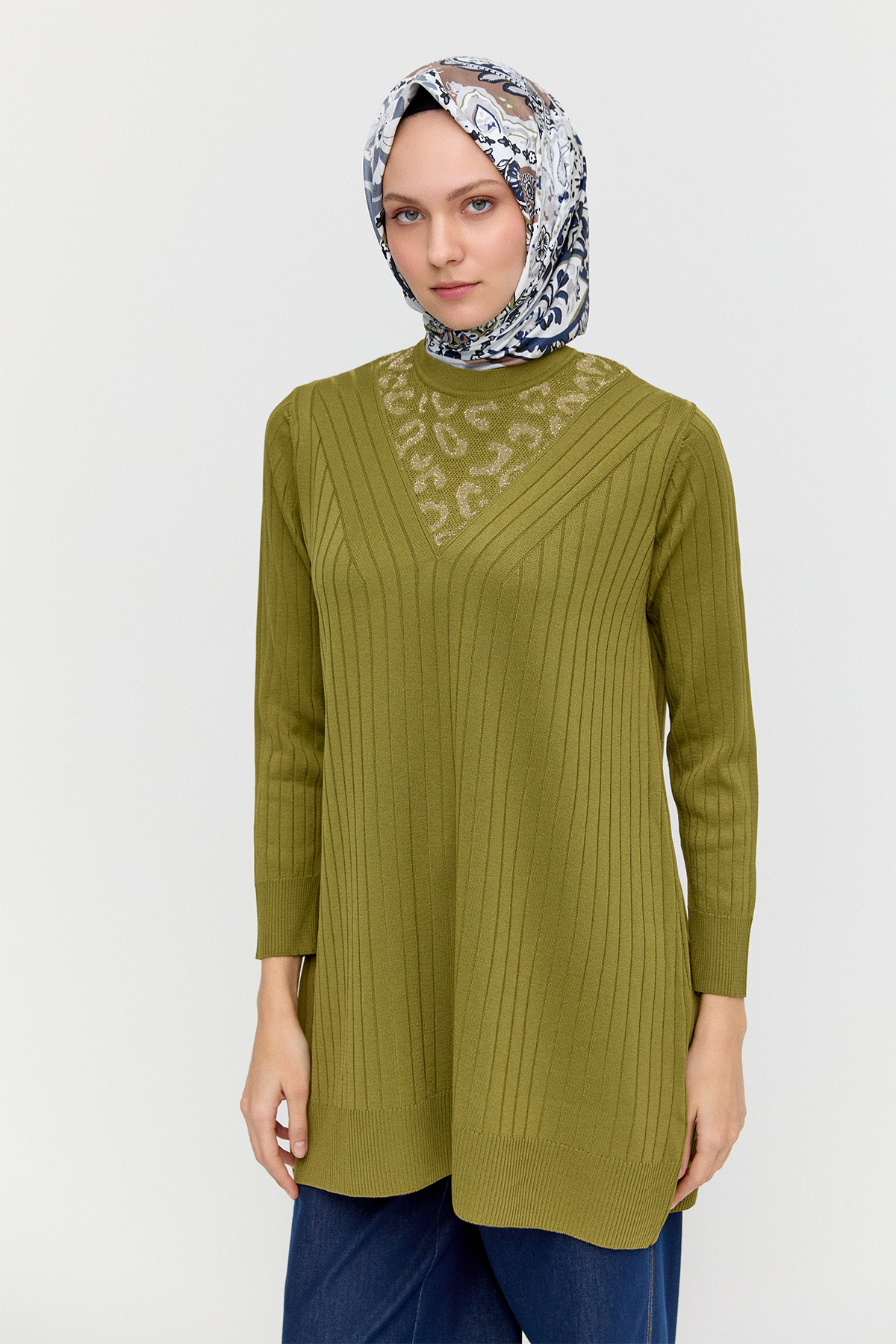 Leopar Desenli Sim Detaylı Tunik