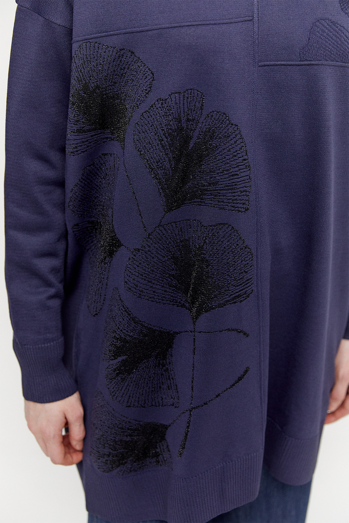 Yaprak Desenli Simli Triko Tunik