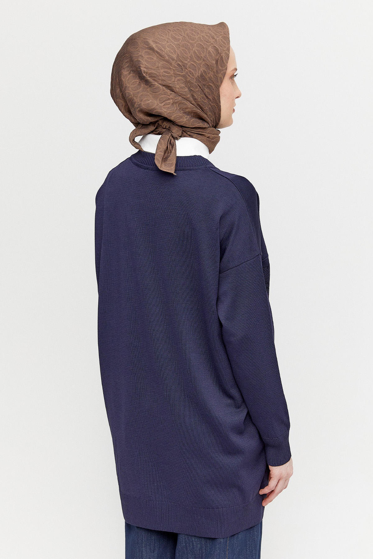 Yaprak Desenli Simli Triko Tunik