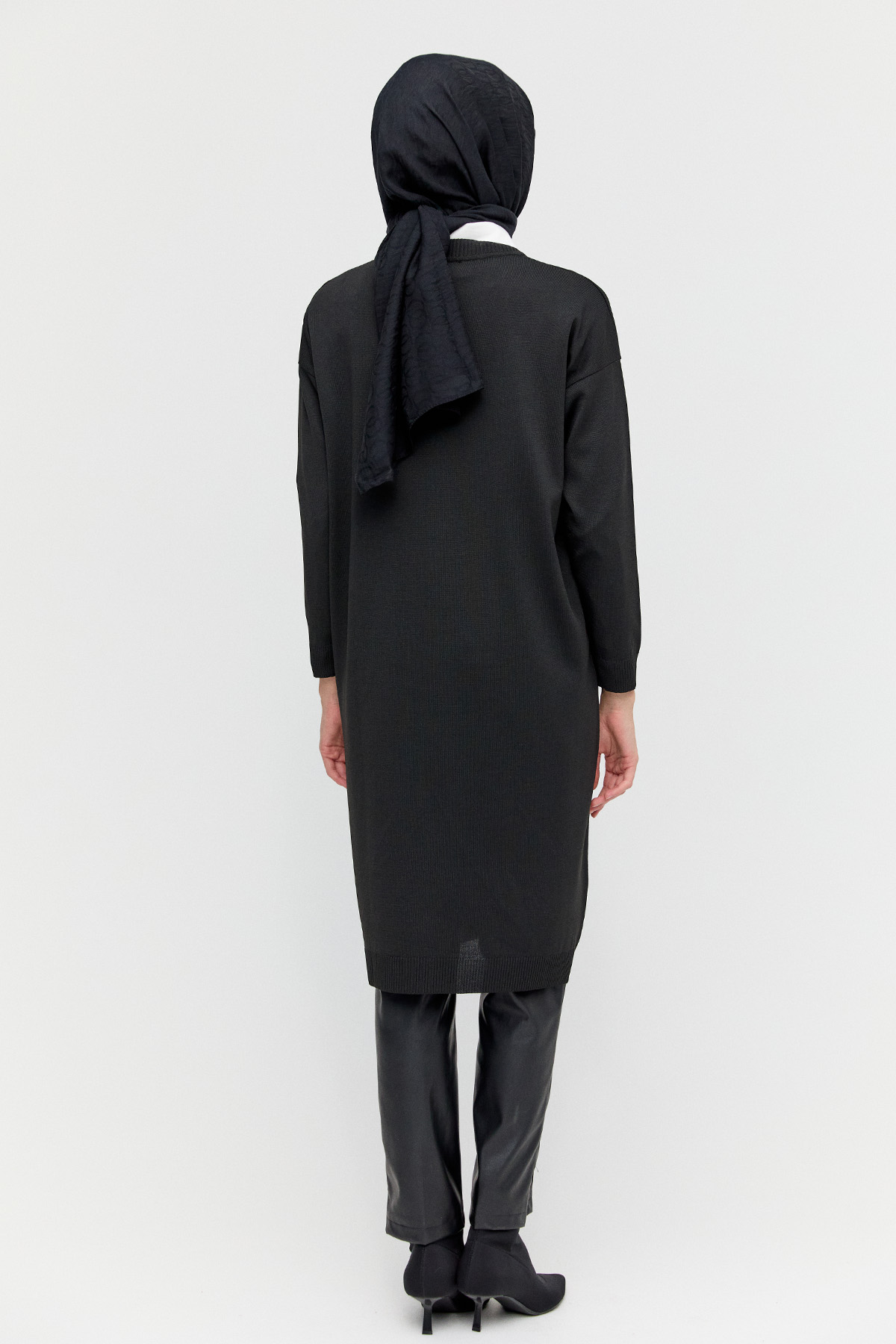 Yaprak Desenli Uzun Triko Tunik