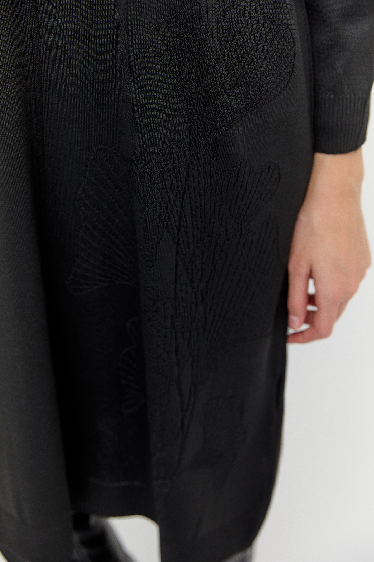 Yaprak Desenli Uzun Triko Tunik