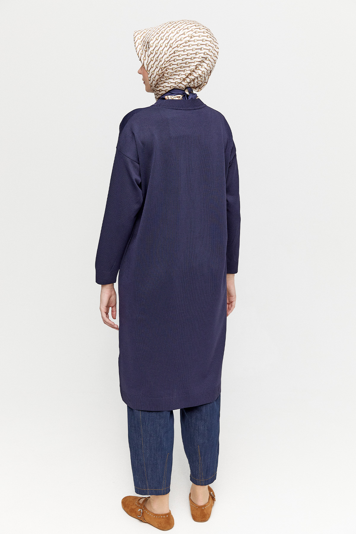 Yaprak Desenli Uzun Triko Tunik