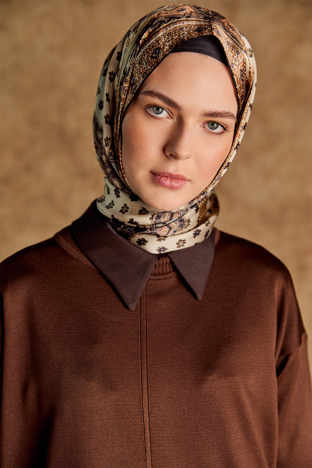 Yaprak Desenli Uzun Triko Tunik