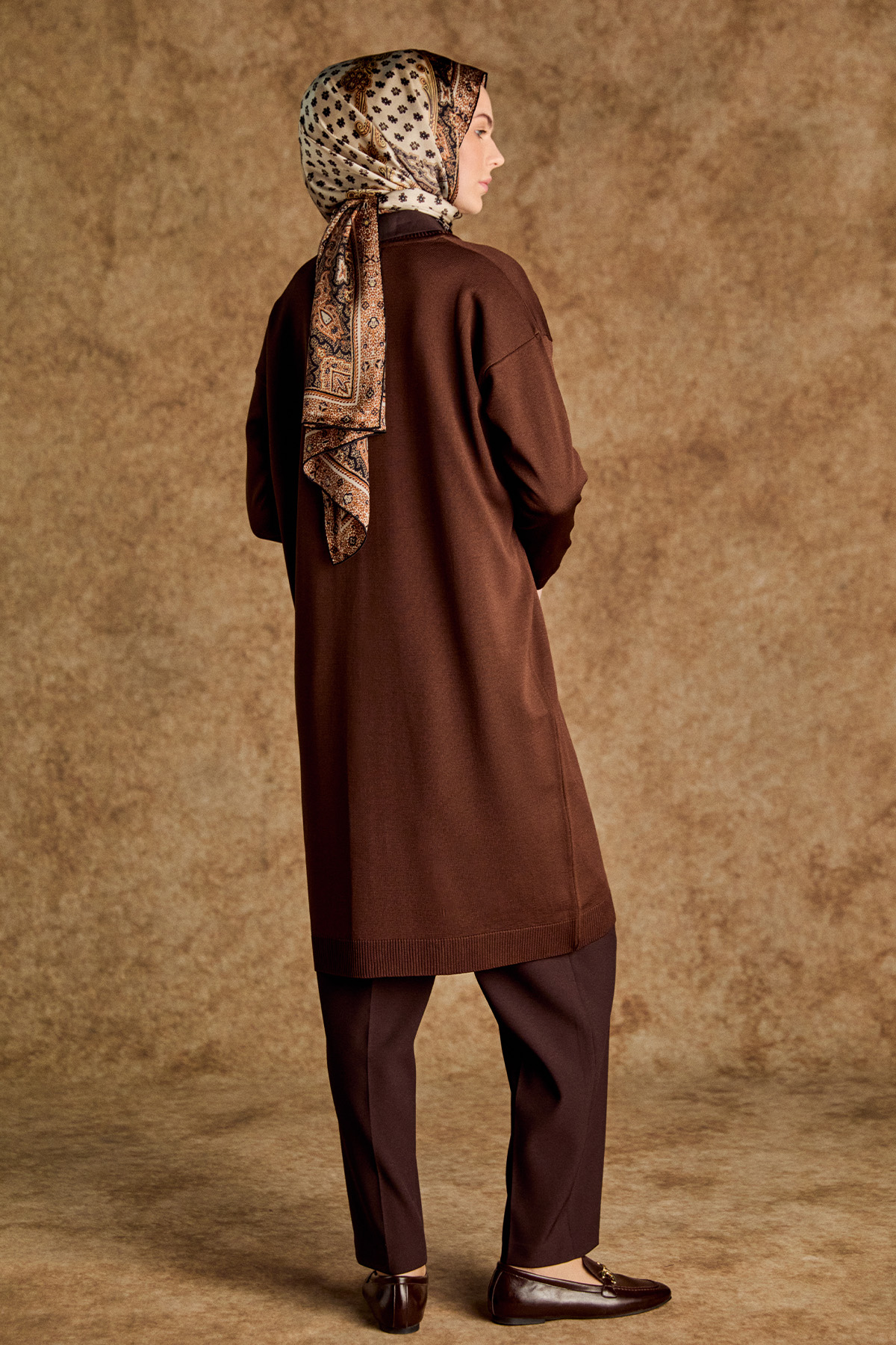 Yaprak Desenli Uzun Triko Tunik