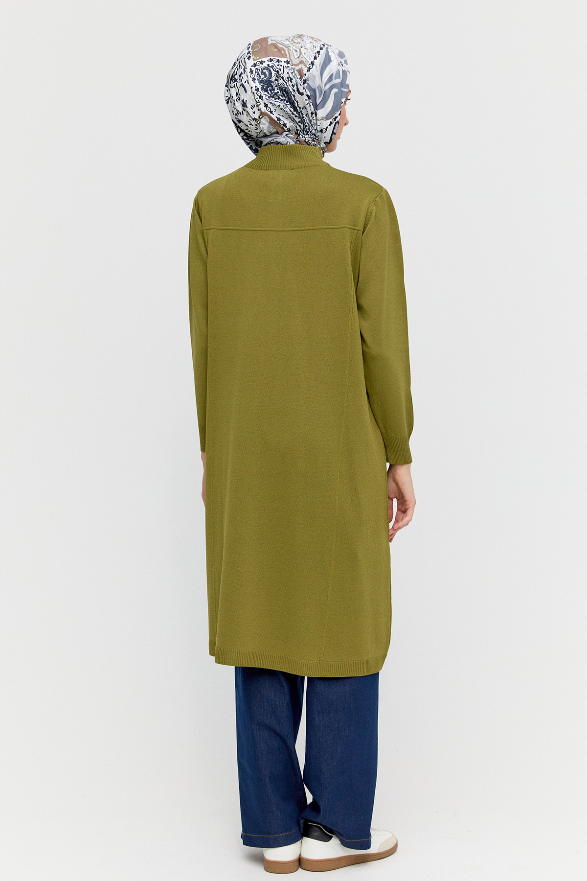 Yüksek Yakalı Uzun Triko Tunik