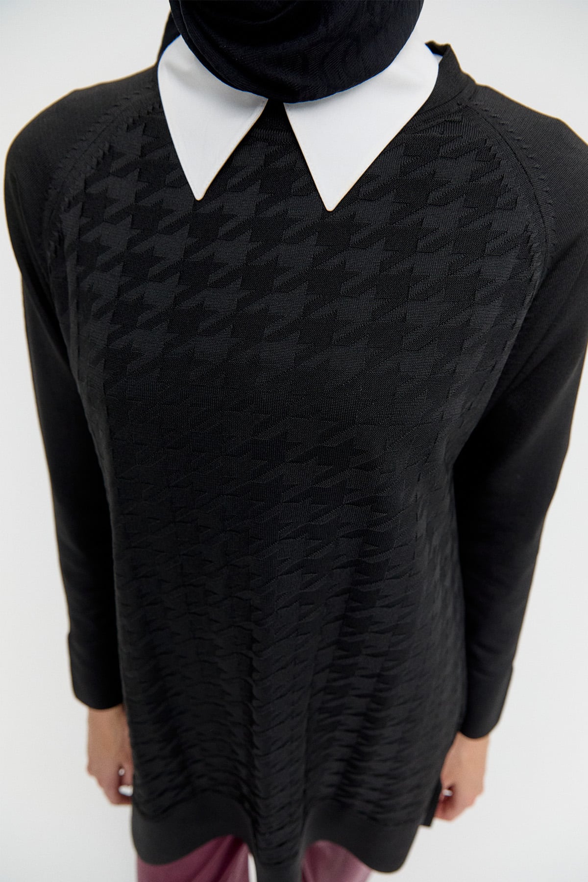 Kazayağı Desenli Triko Tunik, Tesettür Giyim