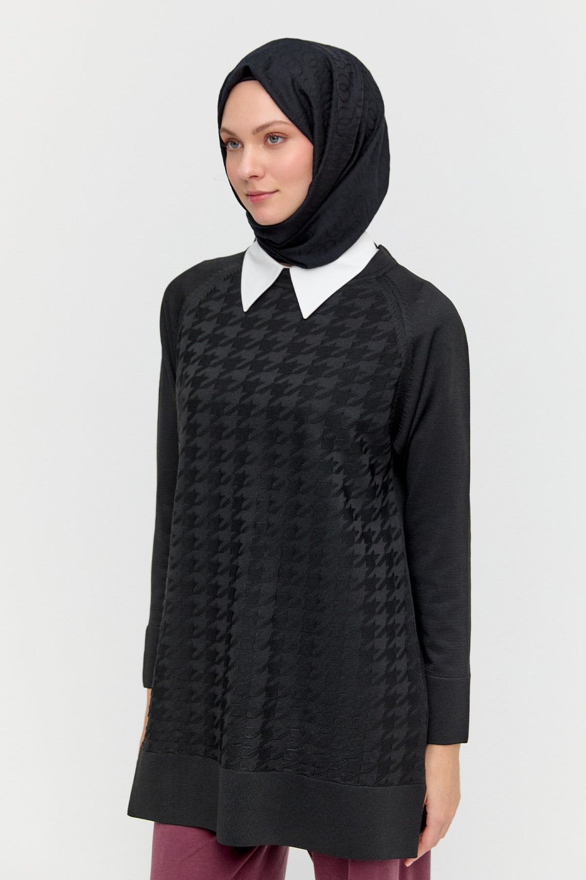 Kazayağı Desenli Triko Tunik, Tesettür Giyim