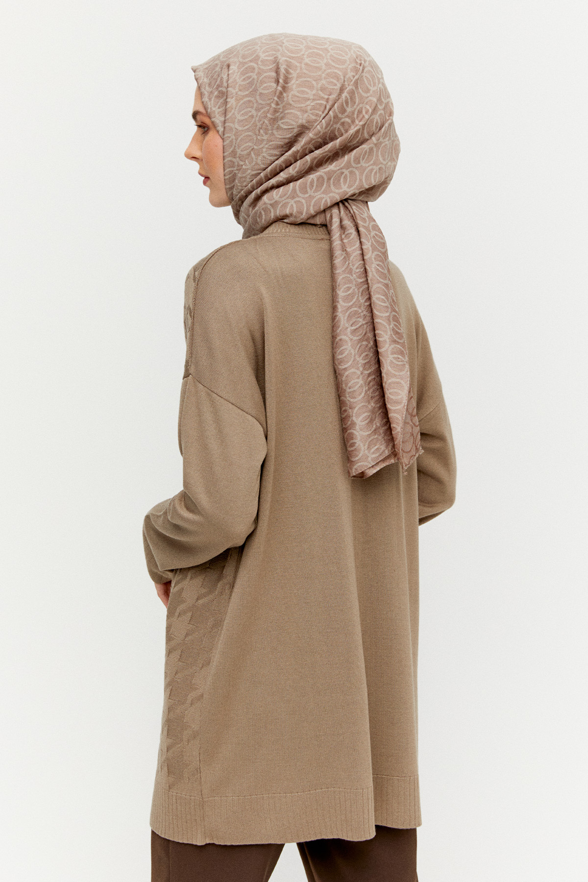 Kaz Ayağı Desenli Triko Tunik