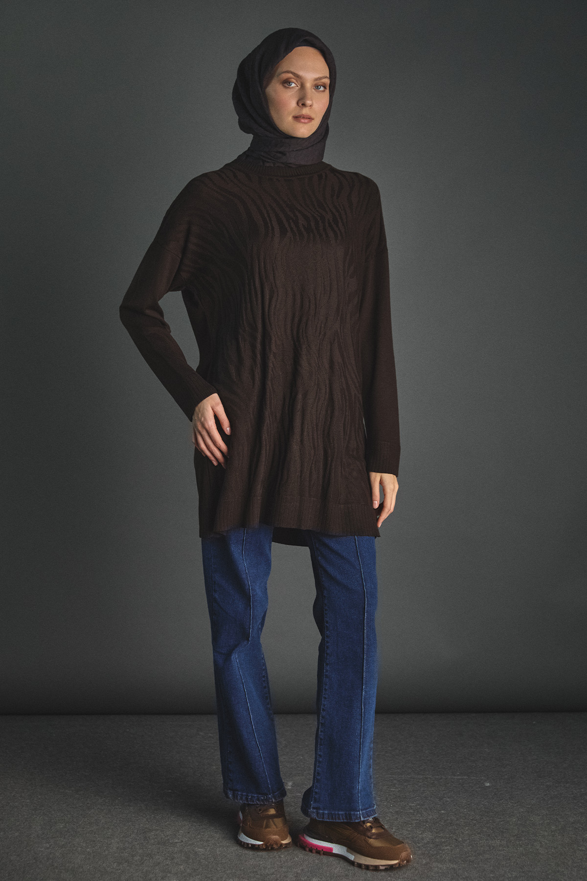 Zebra Desenli Triko Tunik