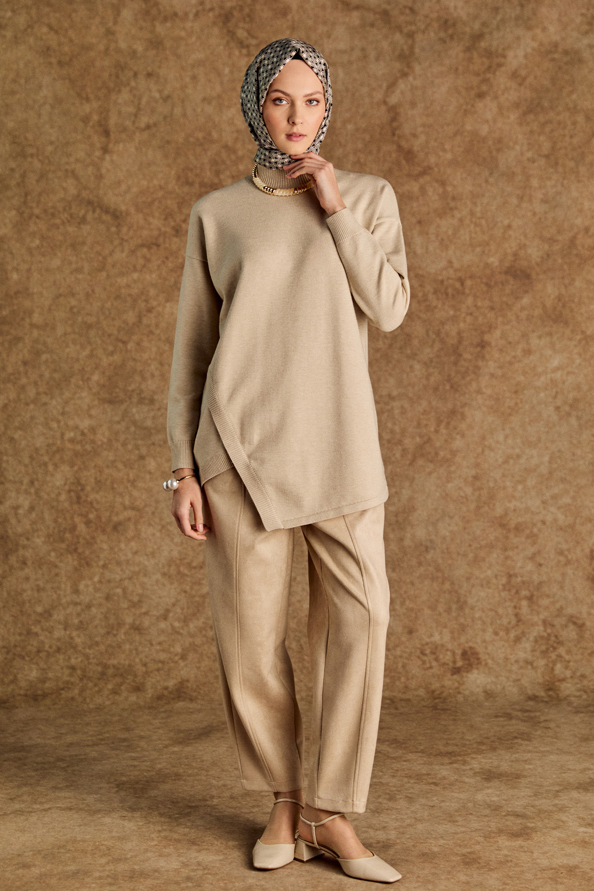 Asimetrik Kesim Basic Triko Tunik, Tesettür Giyim