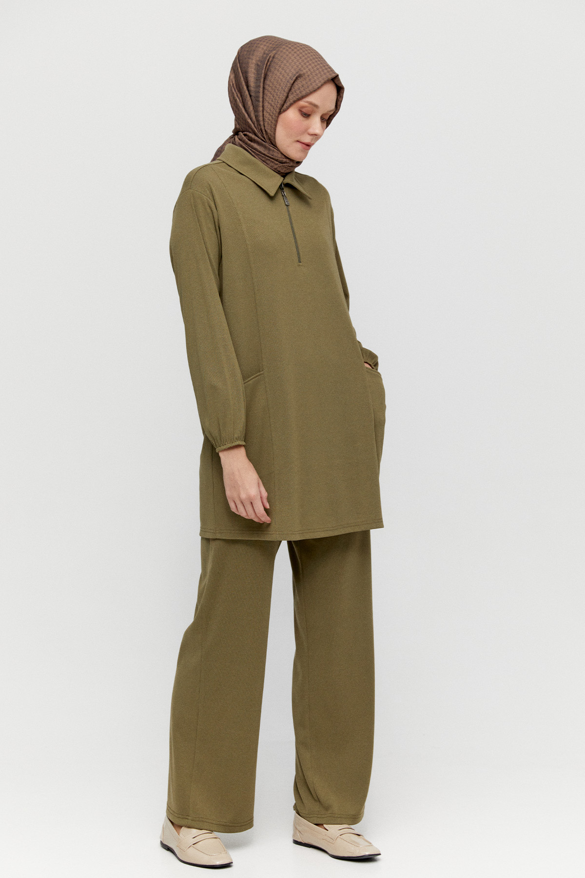 Fermuarlı Örme Tunik