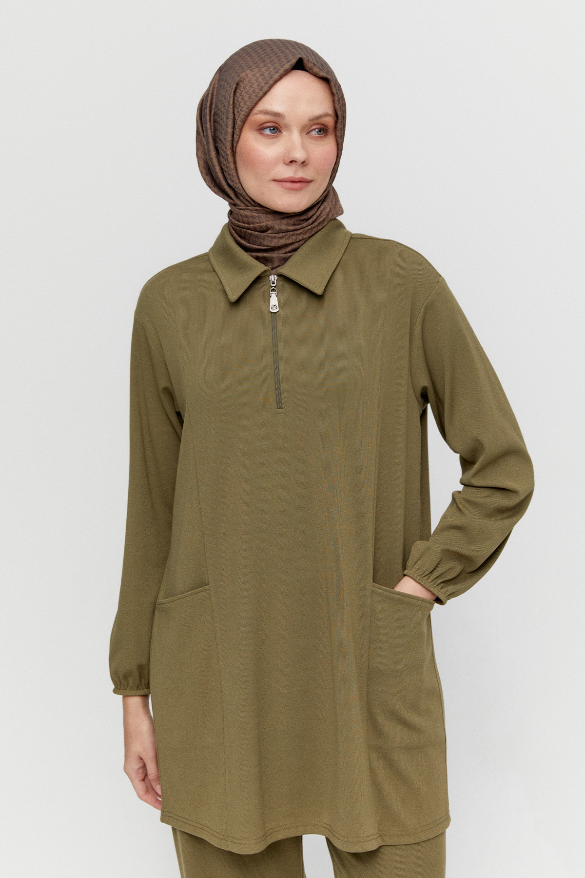 Fermuarlı Örme Tunik