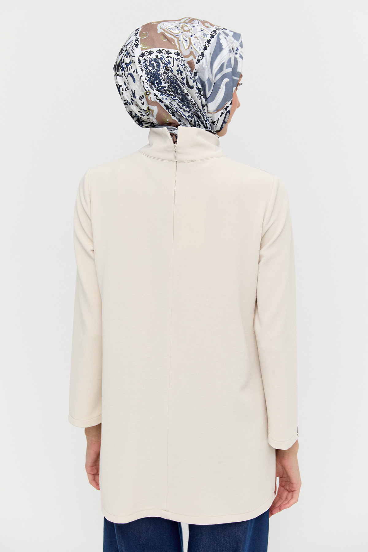 Asimetrik Suni Deri Kombinli Tunik