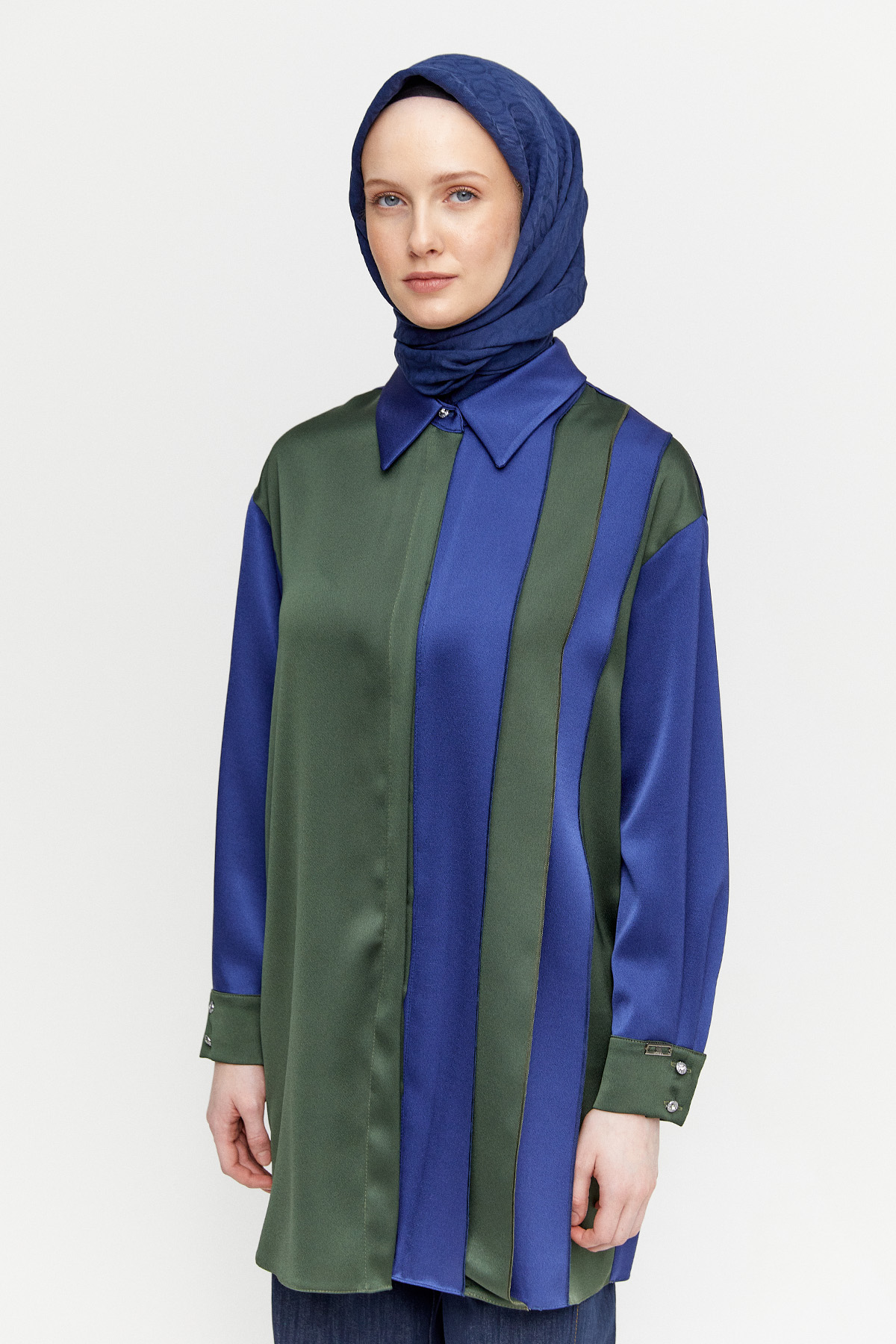 Çift Renk Saten Tunik