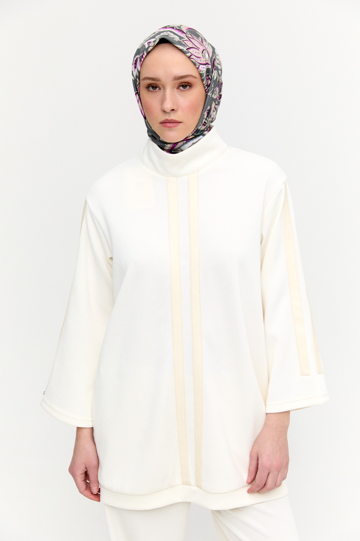 Deri Şeritli Yüksek Yaka Tunik, Tesettür Giyim