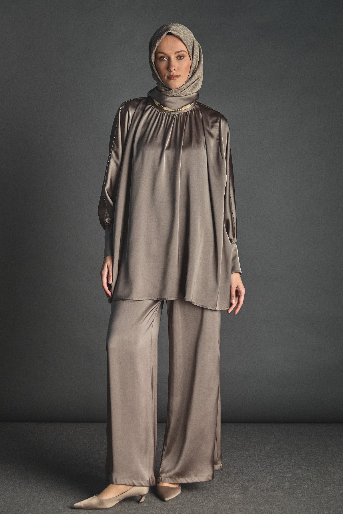 Saten Oversize İkili Takım