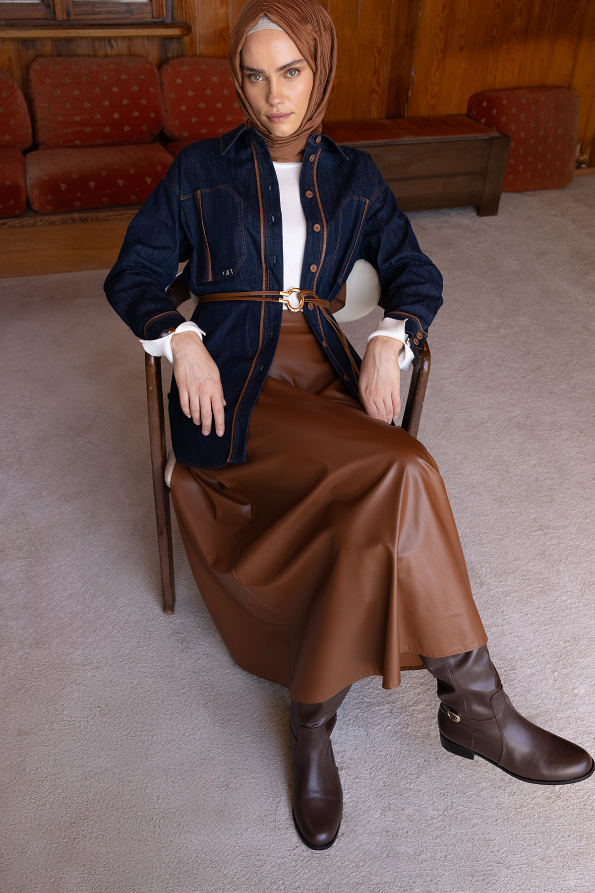 Biye Detaylı Denim Tunik