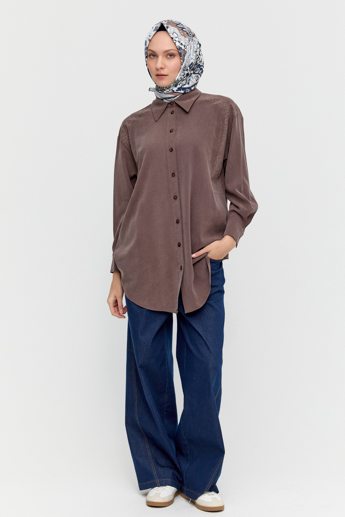 Taş Detaylı Lyocell Tunik