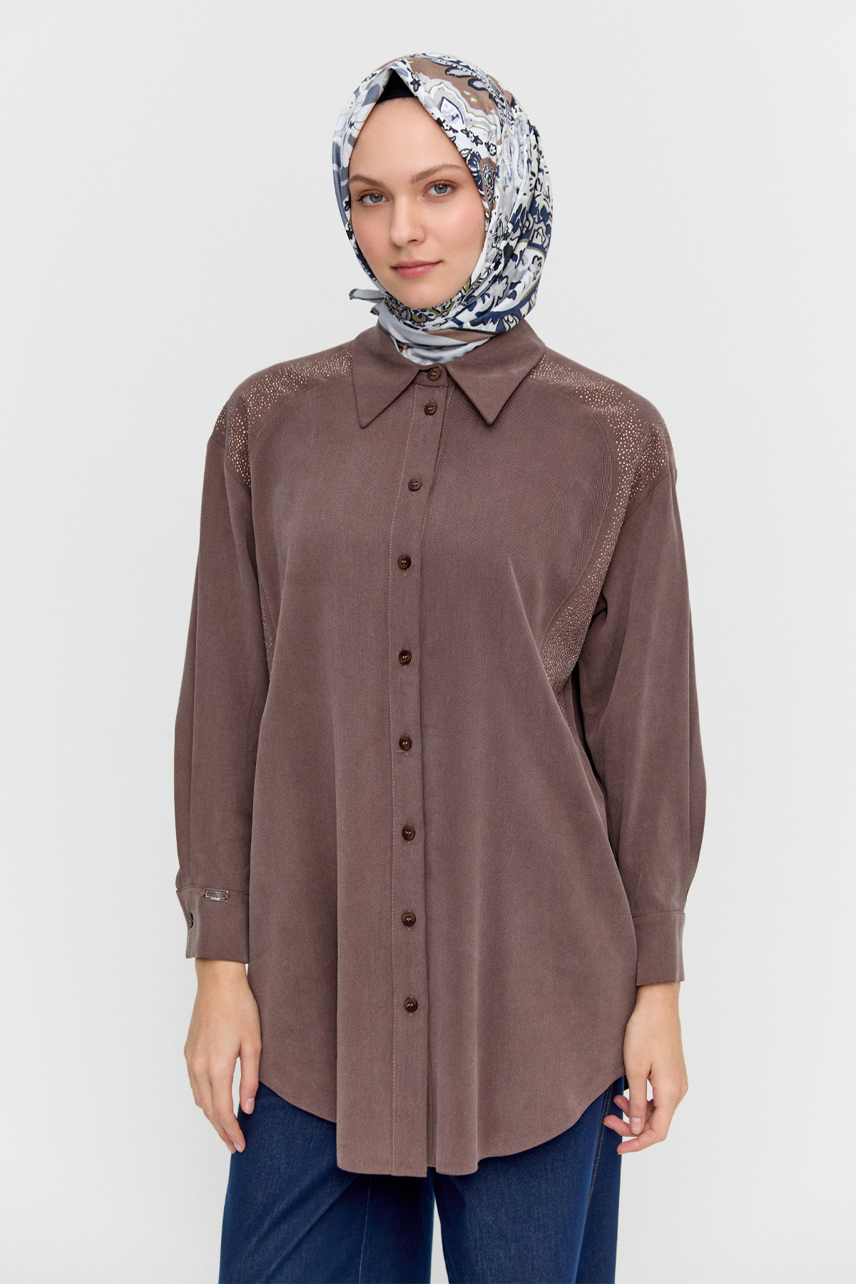 Taş Detaylı Lyocell Tunik