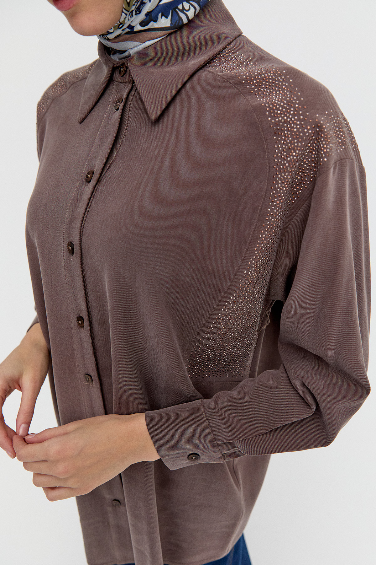 Taş Detaylı Lyocell Tunik