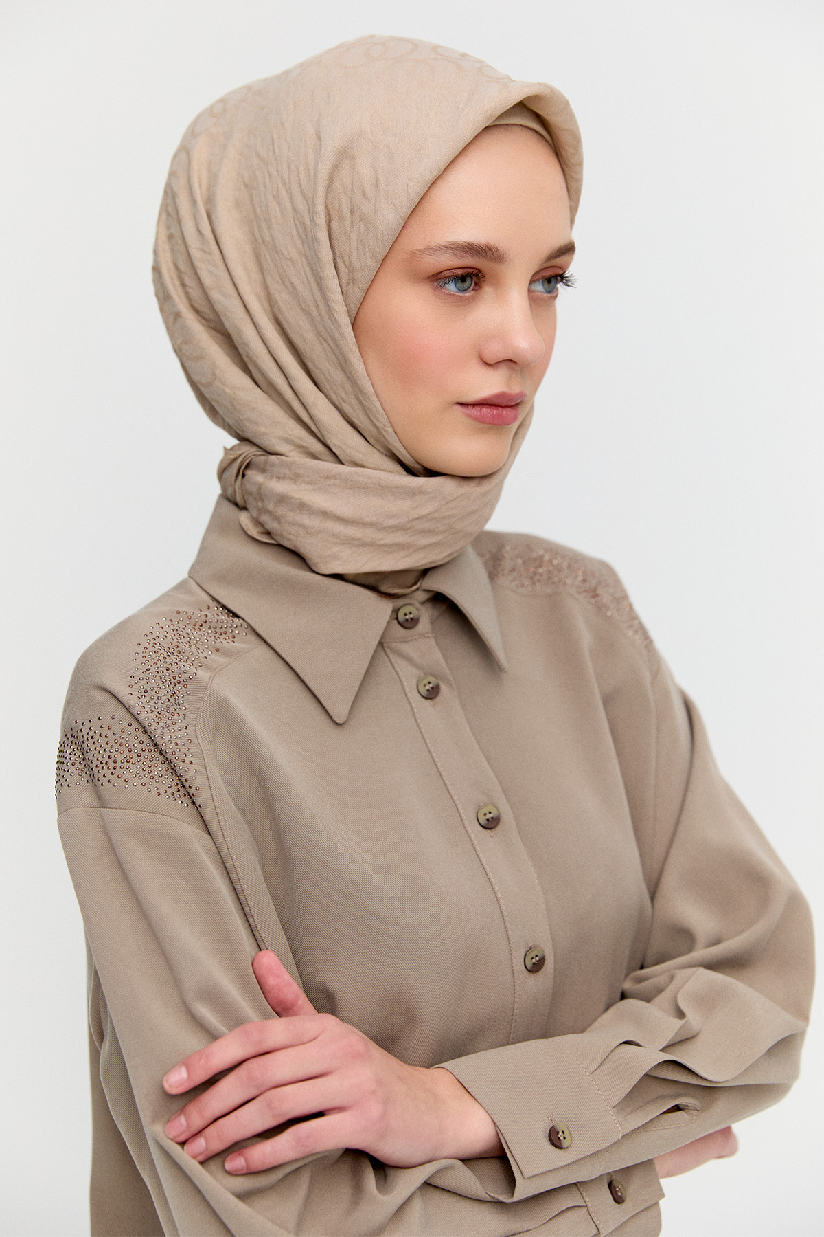 Taş Detaylı Lyocell Tunik