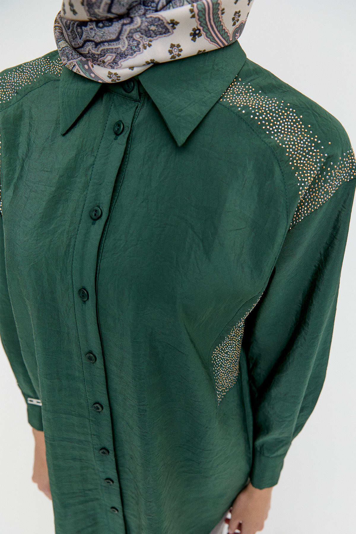 Jakarlı Taş Detaylı Tunik