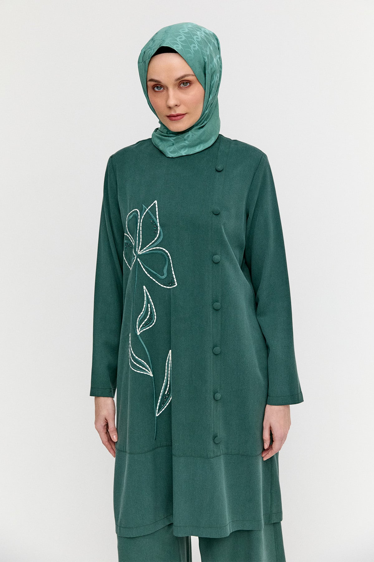 Nakış Detaylı Lyocell İkili Takım, Tesettür Giyim