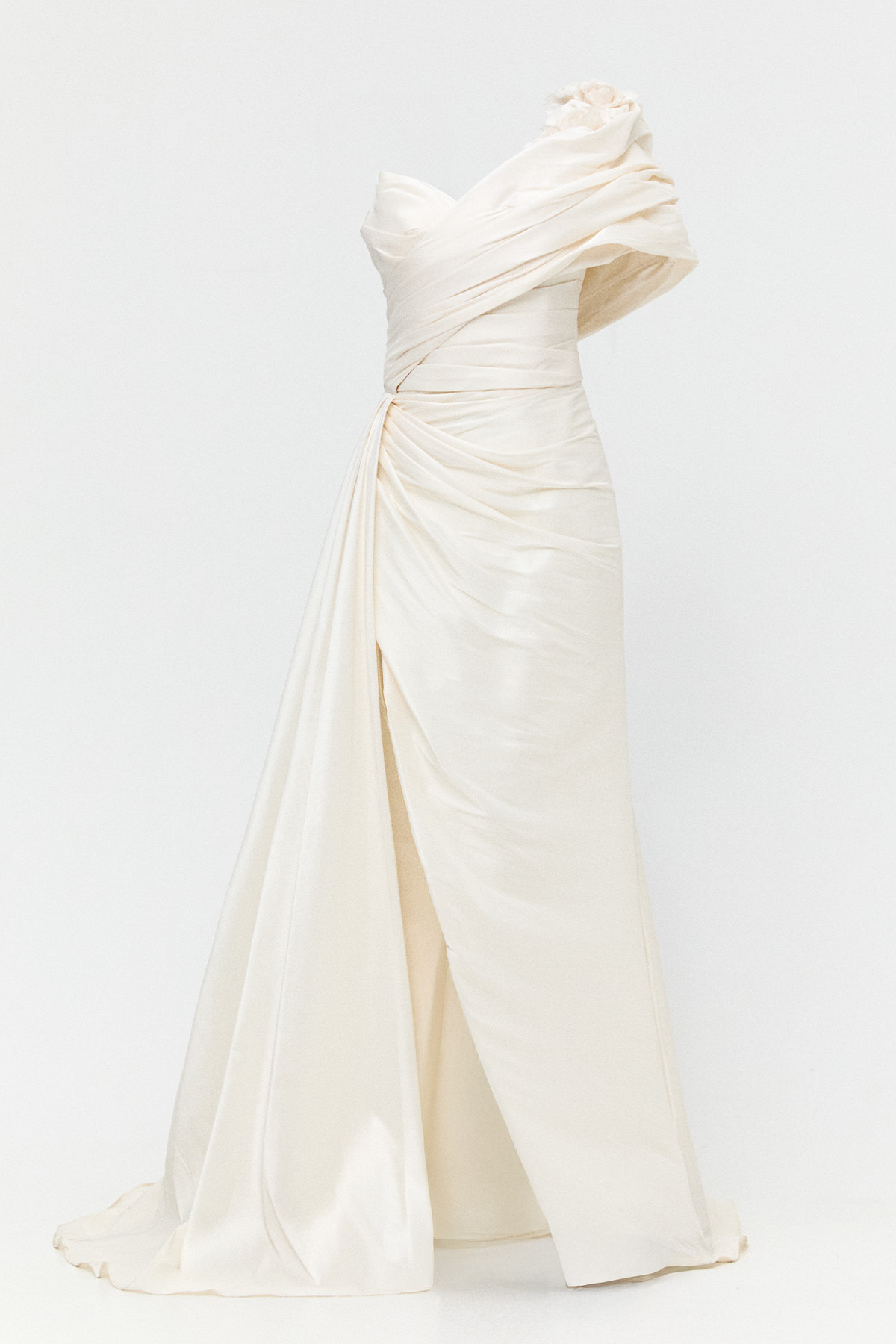 Çiçek Aplikeli Drapeli Abiye Elbise, Tesettür Giyim