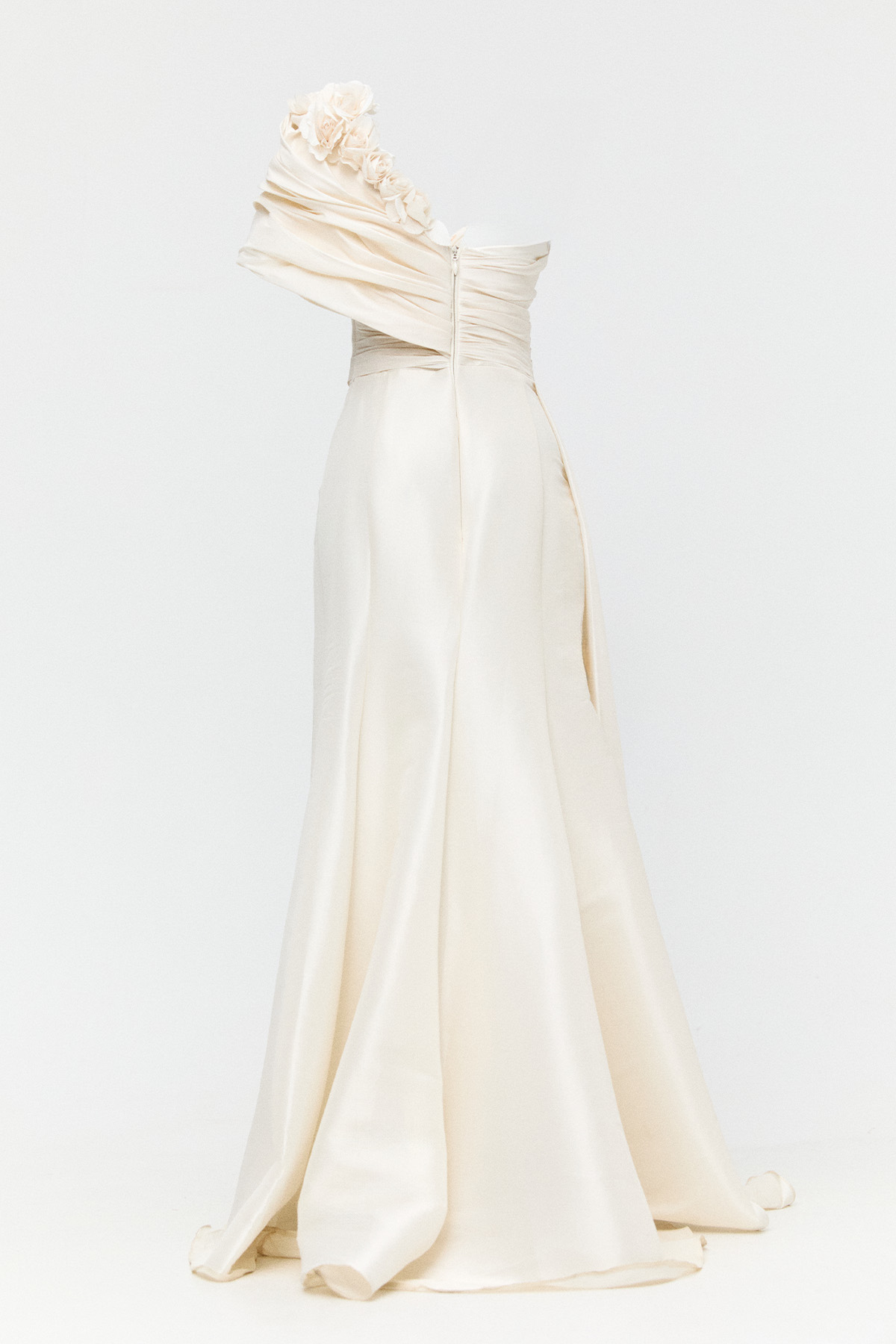 Çiçek Aplikeli Drapeli Abiye Elbise, Tesettür Giyim