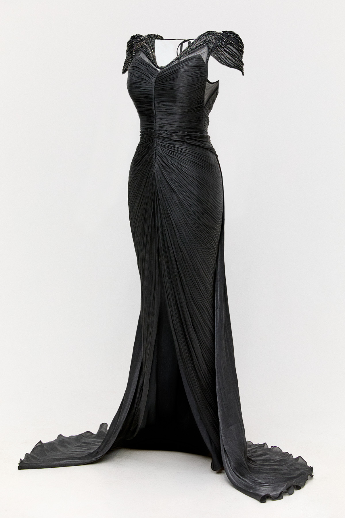 Transparan Karpuz Kollu Abiye Elbise, Tesettür Giyim