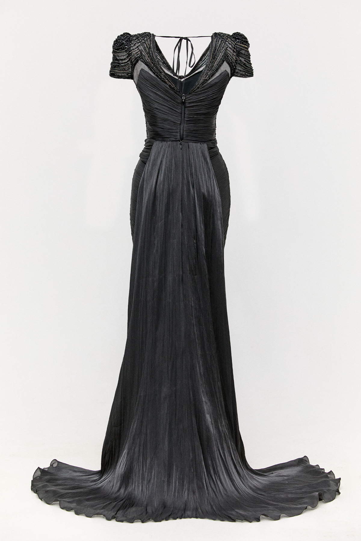 Transparan Karpuz Kollu Abiye Elbise, Tesettür Giyim