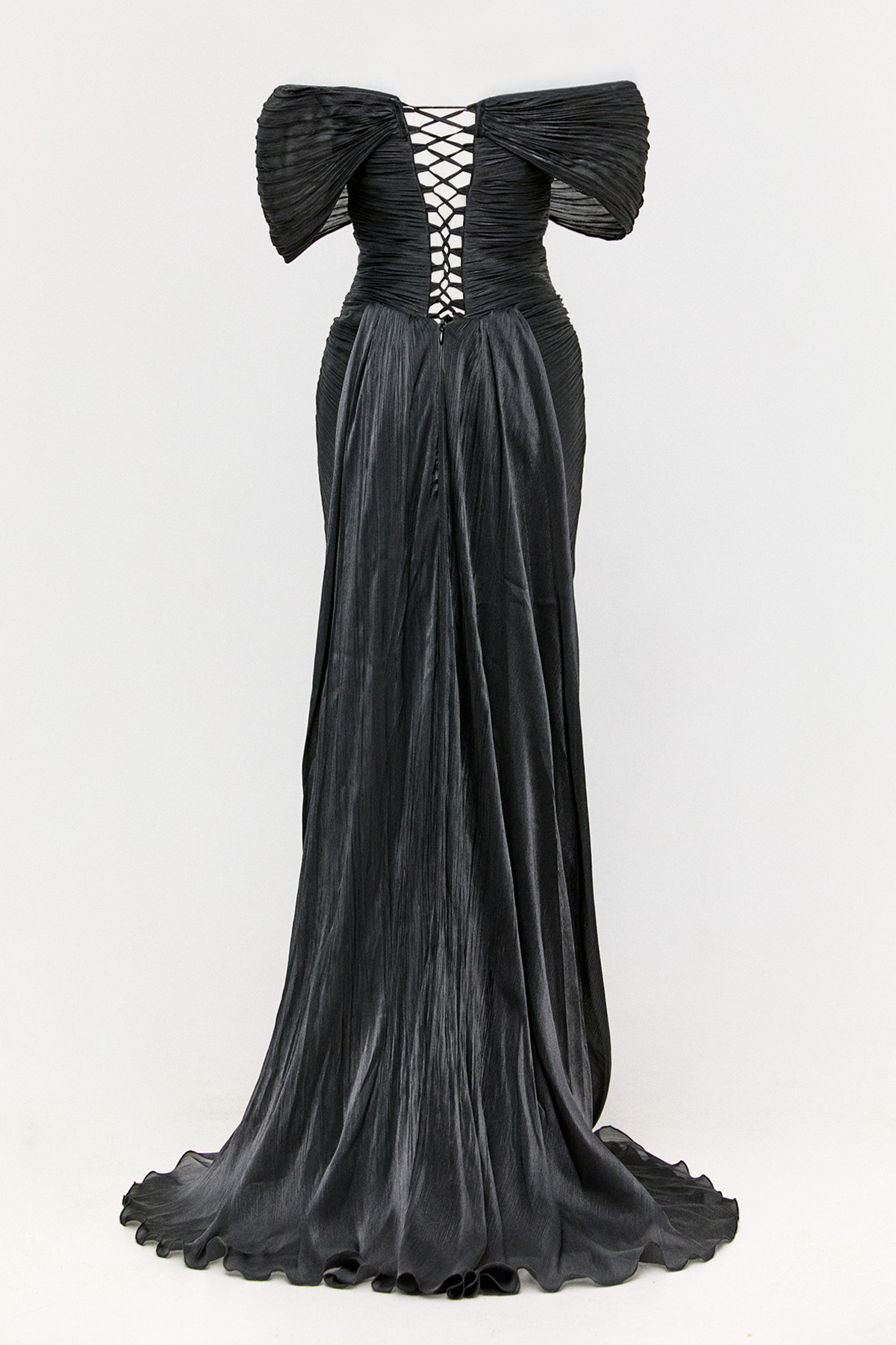 Düşük Kol Straplez Abiye Elbise, Tesettür Giyim