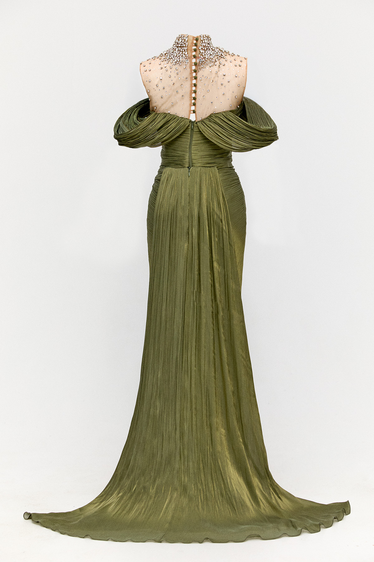 Düşük Kol Straplez Abiye Elbise, Tesettür Giyim