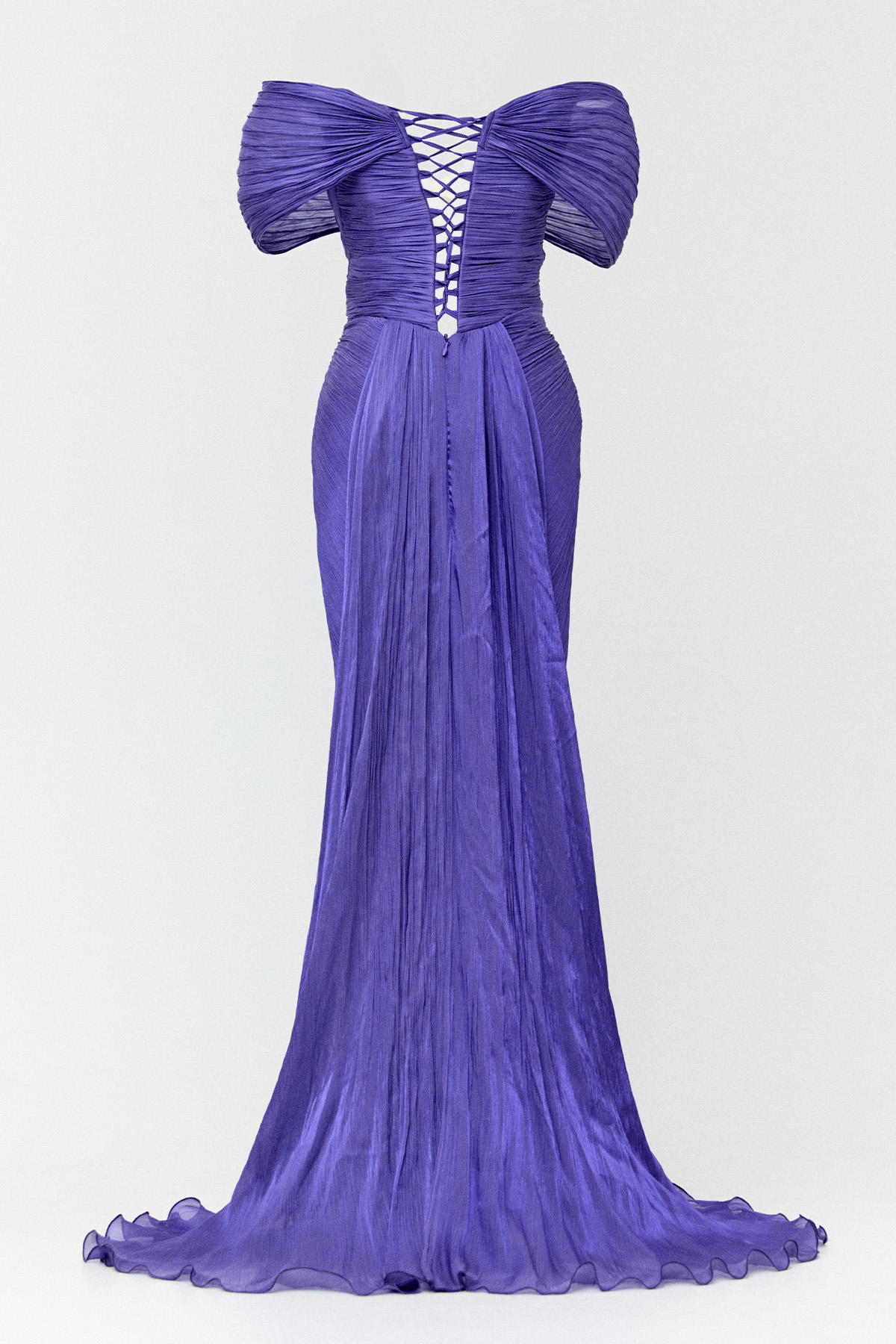 Düşük Kol Straplez Abiye Elbise, Tesettür Giyim