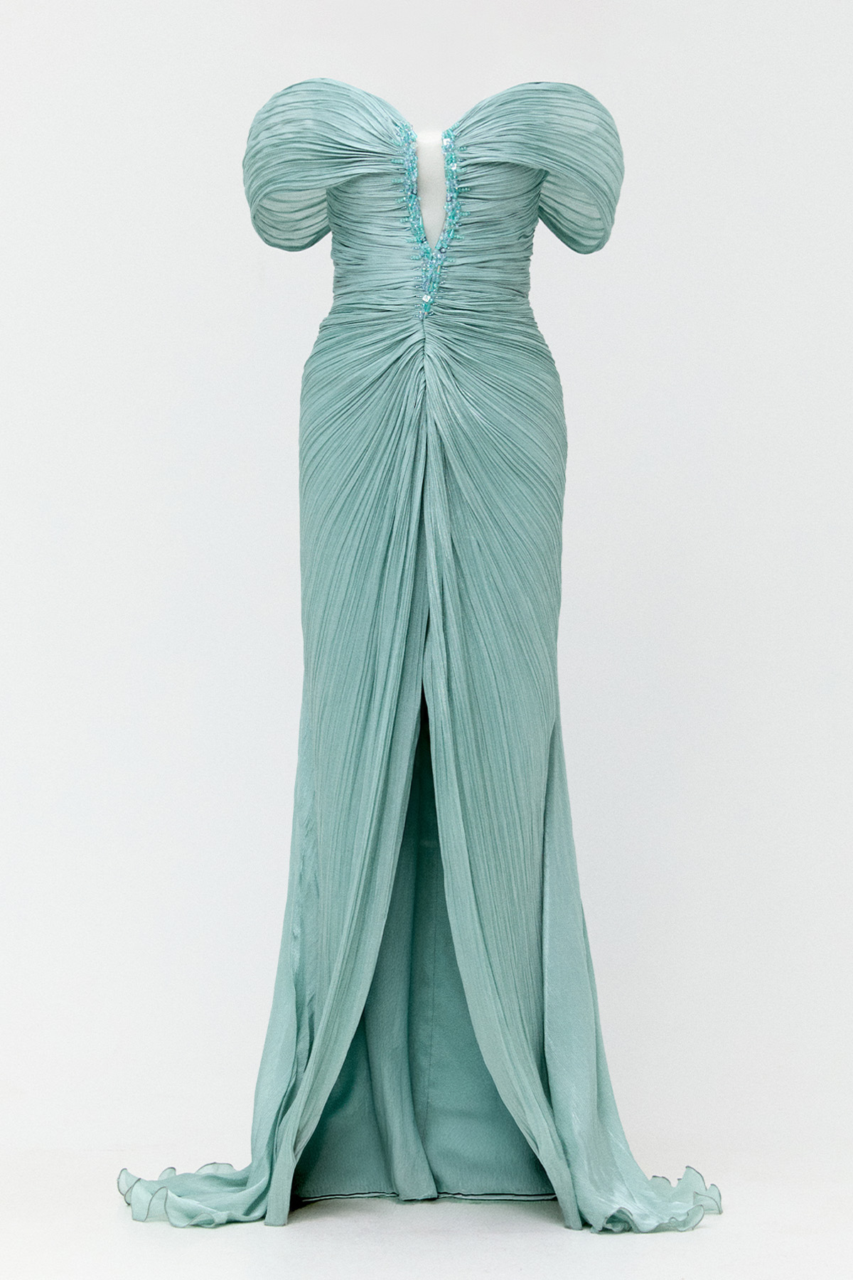 Düşük Kol Straplez Abiye Elbise, Tesettür Giyim