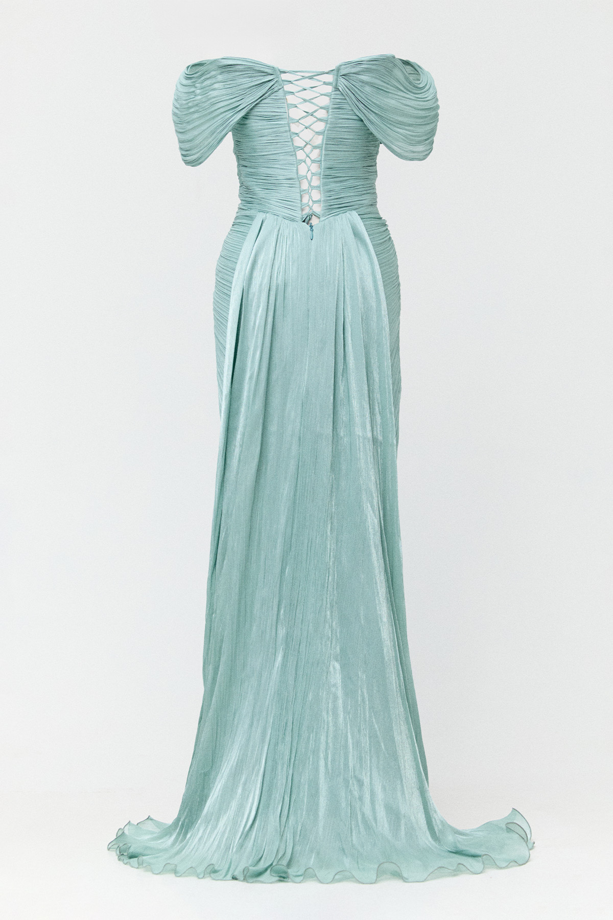 Düşük Kol Straplez Abiye Elbise, Tesettür Giyim